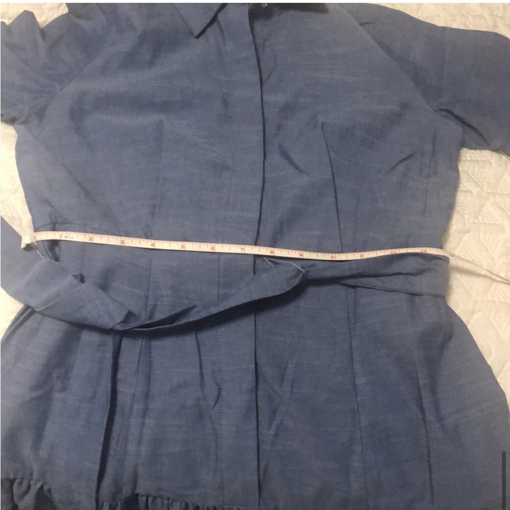 NWT Calvin Klein Denim Cotton Tiered Ruffle Hem Shirtdress Size 4P - Picture 11 of 11